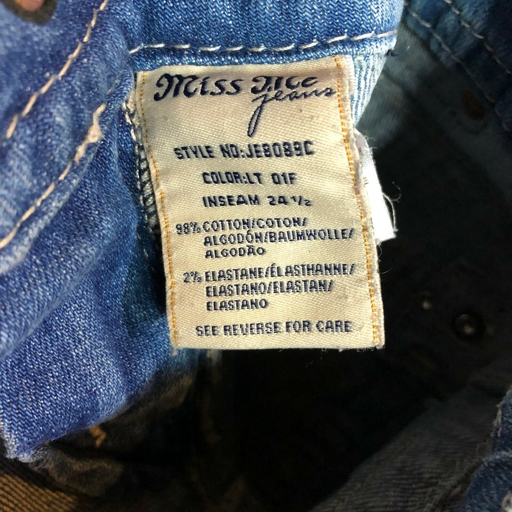 Miss Me Signature Cropped Jeans 27 Distressed Flap Pocket Bling Y2K - Picture 9 of 13